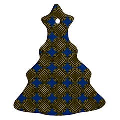 Mod Yellow Blue Circles Pattern Ornament (christmas Tree) 