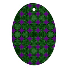 Mod Green Purple Circles Pattern Ornament (oval) by BrightVibesDesign