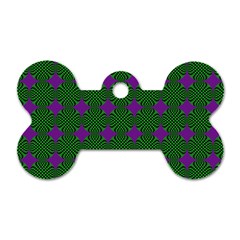 Mod Green Purple Circles Pattern Dog Tag Bone (two Sides) by BrightVibesDesign