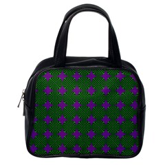 Mod Green Purple Circles Pattern Classic Handbag (one Side) by BrightVibesDesign