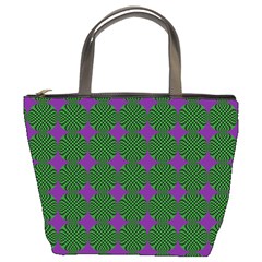 Mod Green Purple Circles Pattern Bucket Bag by BrightVibesDesign