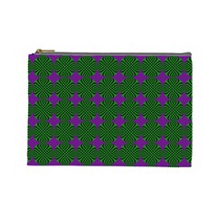 Mod Green Purple Circles Pattern Cosmetic Bag (large) by BrightVibesDesign