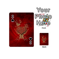 Wonderful Decorative Heart In Gold And Red Playing Cards 54 (mini) by FantasyWorld7