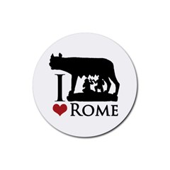 I Love Rome Graphic Icon Rubber Round Coaster (4 Pack)  by dflcprints