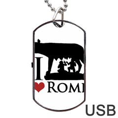 I Love Rome Graphic Icon Dog Tag Usb Flash (two Sides) by dflcprints