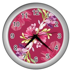 Motif Design Textile Design Wall Clock (silver)