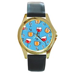 Design Decoration Decor Pattern Round Gold Metal Watch by Simbadda