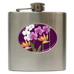 White Blossom Flower Hip Flask (6 oz)