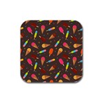 Ice Cream Pattern Seamless Rubber Square Coaster (4 pack)  Front