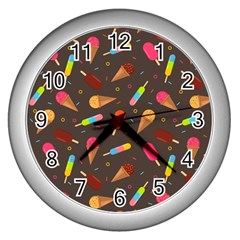 Ice Cream Pattern Seamless Wall Clock (silver)