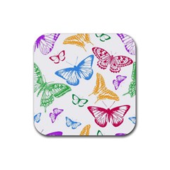 Butterfly Butterflies Vintage Rubber Coaster (square)  by Simbadda