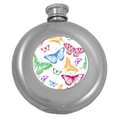 Butterfly Butterflies Vintage Round Hip Flask (5 Oz)