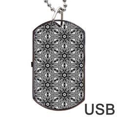 Black And White Pattern Dog Tag Usb Flash (two Sides) by Simbadda