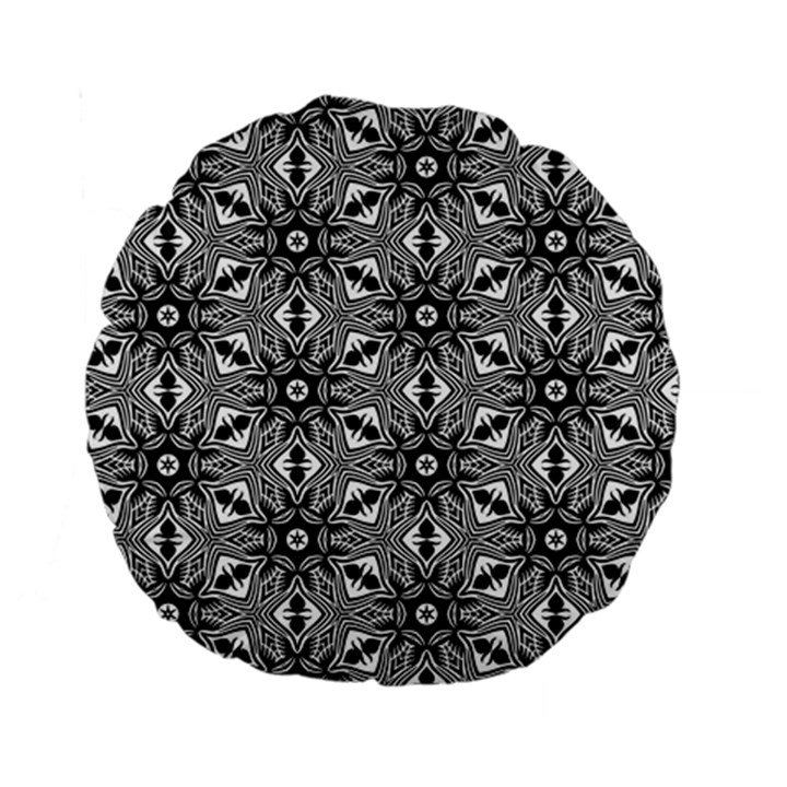 Black And White Pattern Standard 15  Premium Round Cushions