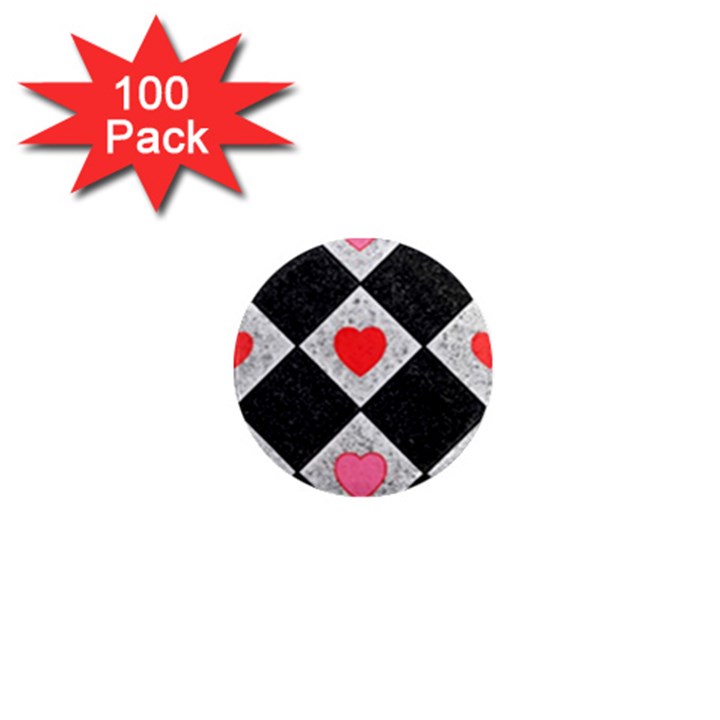 Diamonds Hearts Mosaic Pattern 1  Mini Magnets (100 pack) 