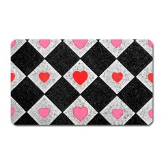 Diamonds Hearts Mosaic Pattern Magnet (rectangular) by Simbadda