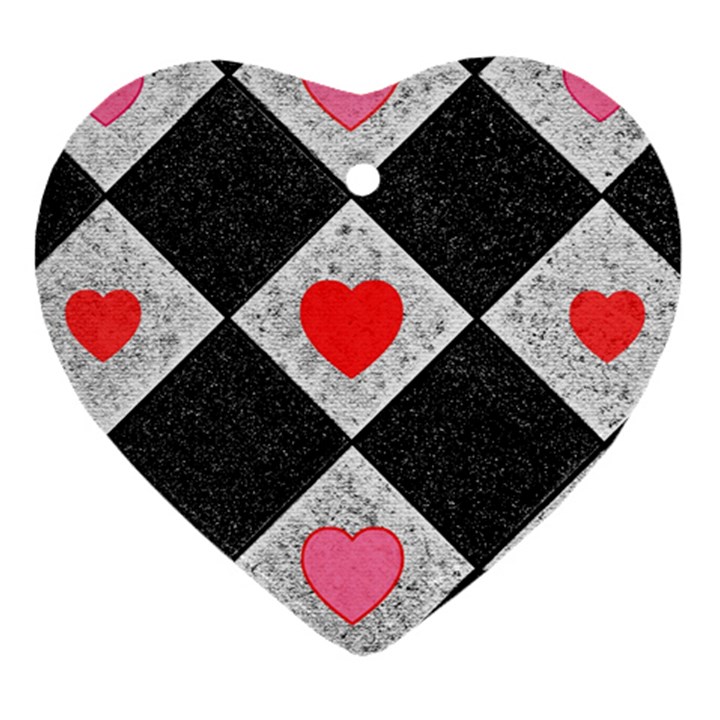 Diamonds Hearts Mosaic Pattern Heart Ornament (Two Sides)