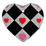 Diamonds Hearts Mosaic Pattern Heart Ornament (Two Sides) Back