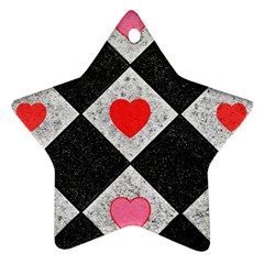 Diamonds Hearts Mosaic Pattern Star Ornament (two Sides) by Simbadda
