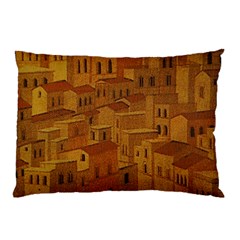 Roof Building Canvas Roofscape Pillow Case by Simbadda