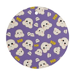 Cute Kawaii Popcorn Pattern Round Ornament (two Sides) by Valentinaart