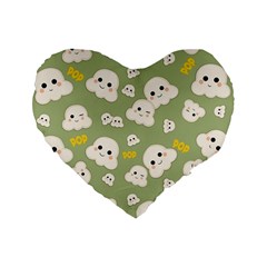 Cute Kawaii Popcorn pattern Standard 16  Premium Flano Heart Shape Cushions