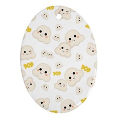 Cute Kawaii Popcorn Pattern Ornament (oval) by Valentinaart