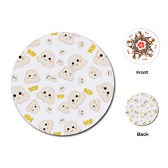 Cute Kawaii Popcorn Pattern Playing Cards (round)