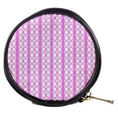 Circles Lines Light Pink White Pattern Mini Makeup Bag by BrightVibesDesign