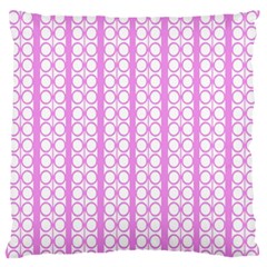 Circles Lines Light Pink White Pattern Large Flano Cushion Case (one Side) by BrightVibesDesign