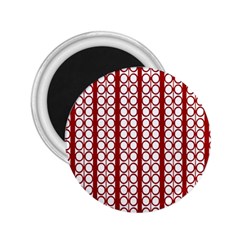 Circles Lines Red White Pattern 2 25  Magnets by BrightVibesDesign