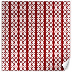 Circles Lines Red White Pattern Canvas 16  X 16  by BrightVibesDesign