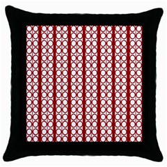 Circles Lines Red White Pattern Throw Pillow Case (black) by BrightVibesDesign