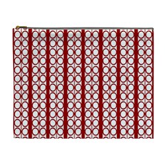 Circles Lines Red White Pattern Cosmetic Bag (xl) by BrightVibesDesign