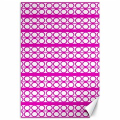 Circles Lines Bright Pink Modern Pattern Canvas 12  X 18  by BrightVibesDesign