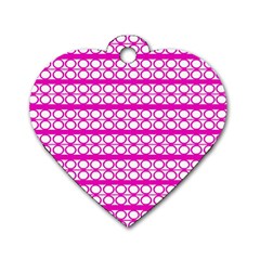 Circles Lines Bright Pink Modern Pattern Dog Tag Heart (one Side) by BrightVibesDesign