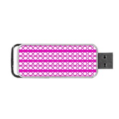 Circles Lines Bright Pink Modern Pattern Portable Usb Flash (one Side) by BrightVibesDesign