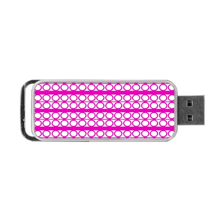 Circles Lines Bright Pink Modern Pattern Portable USB Flash (Two Sides)