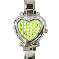 Circle Stripes Lime Green Modern Pattern Design Heart Italian Charm Watch by BrightVibesDesign