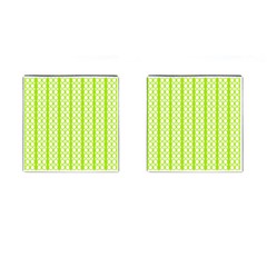 Circle Stripes Lime Green Modern Pattern Design Cufflinks (square) by BrightVibesDesign