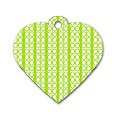 Circle Stripes Lime Green Modern Pattern Design Dog Tag Heart (one Side) by BrightVibesDesign