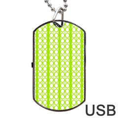 Circle Stripes Lime Green Modern Pattern Design Dog Tag Usb Flash (one Side) by BrightVibesDesign