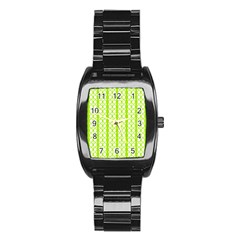 Circle Stripes Lime Green Modern Pattern Design Stainless Steel Barrel Watch by BrightVibesDesign