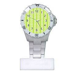 Circle Stripes Lime Green Modern Pattern Design Plastic Nurses Watch by BrightVibesDesign