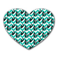 Vintage Camera Chevron Aqua Heart Mousepads by snowwhitegirl