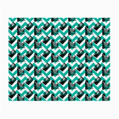 Vintage Camera Chevron Aqua Small Glasses Cloth (2-side) by snowwhitegirl