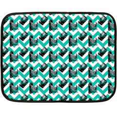 Vintage Camera Chevron Aqua Double Sided Fleece Blanket (mini) 