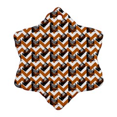 Vintage Camera Chevron Orange Snowflake Ornament (two Sides) by snowwhitegirl