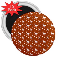 Deer Dots Orange 3  Magnets (10 Pack) 