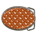 Deer Dots Orange Belt Buckles Front